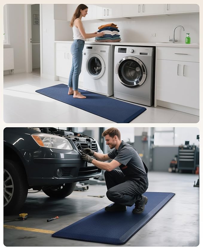 Ophanie Kitchen Mats for Floor,3/4 inch Thick,20x70 Anti Fatigue Cushioned Mat with 99+ Pairs of Anti-Slip Bottom Ridges,Kitchen Rugs,Waterproof,Comfort Ergonomic Standing Mat for Office,Home,Sink