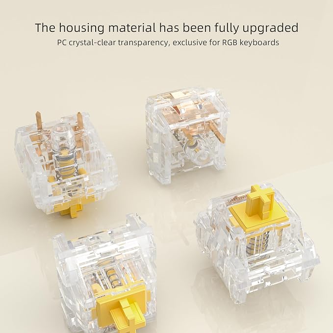 Zhouwang Crystal Yellow Switch Mechanical Keyboard Replacement,3 Pin Linear/Accurate Typing/Dustproof/RGB Transparent Gaming Keyboard Switches(36Pcs)