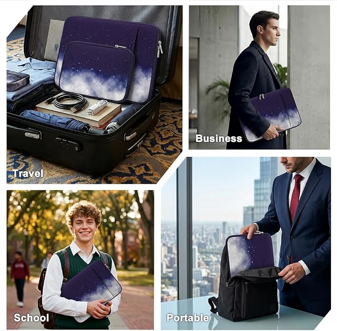 Laptop Sleeve Case for MacBook Neo/Air/Pro 13 inches A18/M5/M4/M3/M2/M1 Chip 2026-2020 A3404 A3449 A3240 A3113 A2681 with 2 Pockets Tablet Bag Accessories (Set - Night Star)