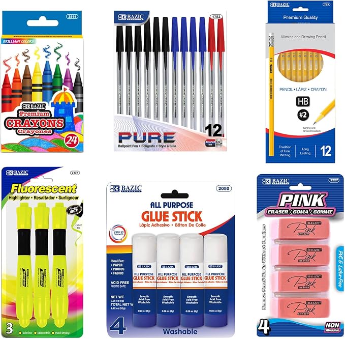 Pallet of 112 Elementary School Supply Boxes | 85 Piece Classroom Essentials Kit | Back to School Supplies Bulk Student Supply Kits