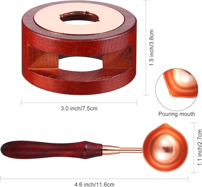 7 Pieces Wax Seal Kit, Seal Warmer Melting Spoon and 5 Pieces Tea Candles, Wax Sticks Beads Melting Furnace Tool for Sealing Stamp Greeting Wedding Invitation Card