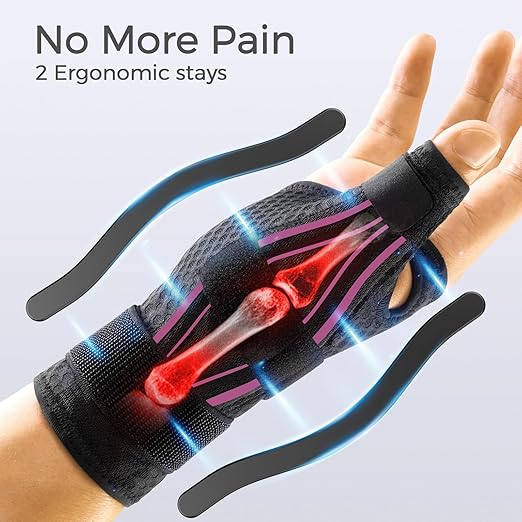 FREETOO Trigger Finger Splint for Thumb, Thumb Brace Right Hand or Left Hand for Arthritis Pain and Support, Thumb Spica Splint, Thumb Stabilizer for Tendonitis, Sprain Fits Palm 6.2''-7.5'' XS Pink