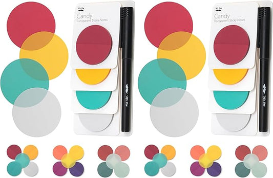 Mr. Pen- Transparent Sticky Notes, 200 Pcs, Candy Colors, Round Translucent Sticky Notes (Pack of 2)
