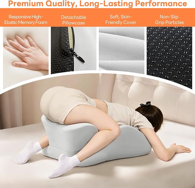 Memory Foam Wedge Pillow, Intimacy Positioning Pillow for Reading | 27° Angled Ergonomic Positioning Pillow, Contoured Back & Neck Support, Multi-Functional Body Pillow with Removable Cover