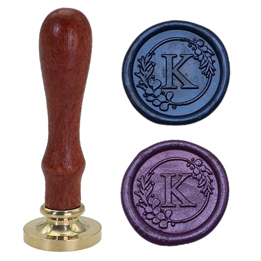 Initial Alphabet K Wax Seal Stamp Set, Retro Letter Sealing Stamp with 150Pcs Sealing Wax Beads in 5 Color, Melt Non Slip Spoon Pen Kit for Wedding and Christmas (K)