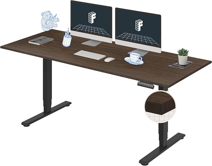 FLEXISPOT E6 Bamboo 3-Stage Dual Motor Electric Standing Desk 72 x 30 Sit Stand Up Desk, Holds 220 lbs, Adjustable Height w/Memory Presets, Solid Walnut Bamboo Desktop & Black Frame, Ships in 2 Boxes