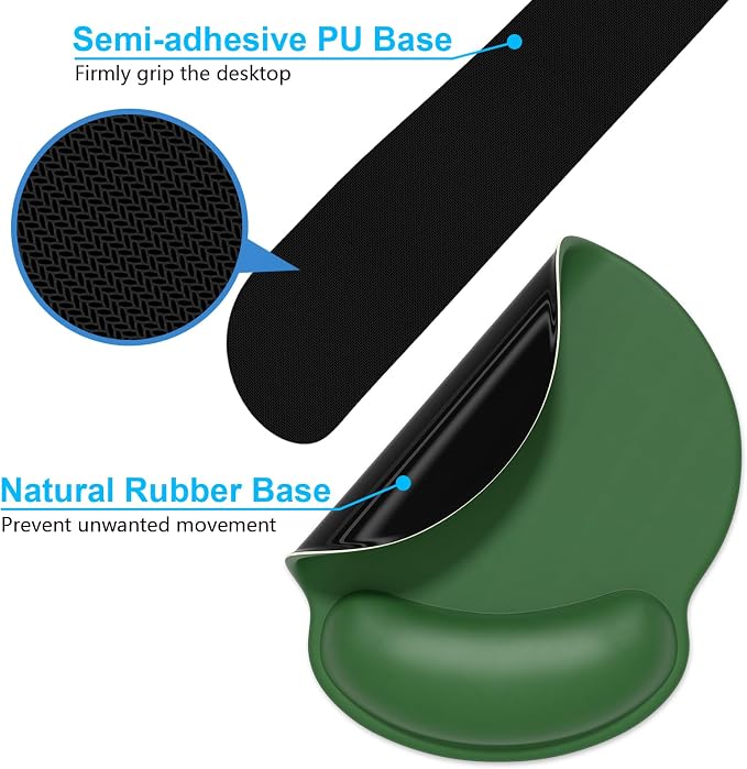 Dapesuom Keyboard Wrist Rest and Mouse Pad with Wrist Support, Cute Memory Foam Cushion for Keyboard and Mouse Set, Ergonomic Pad Rests with Non Slip Base for Easy Typing & Pain Relief, Forest Green