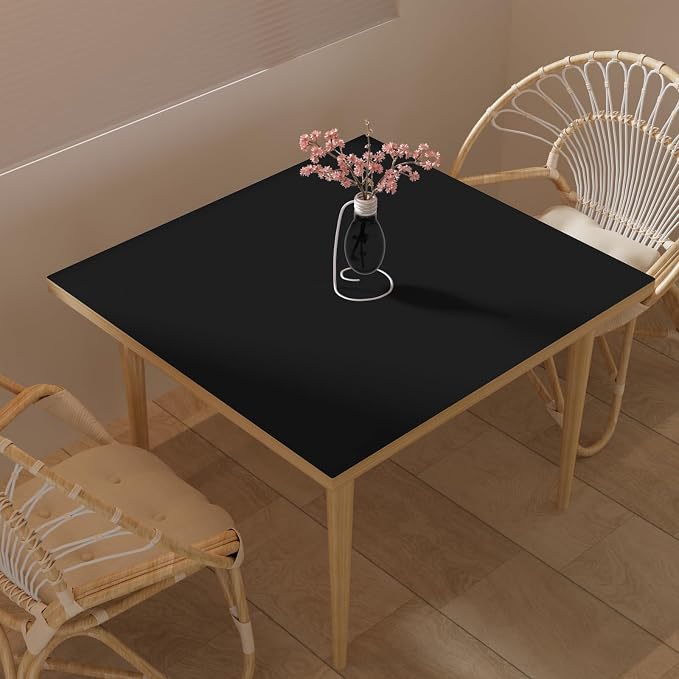 Faux Leather Table Cover,1.8mm Thick,42x42 Inch Table Protector,Dining Table Cover,Table Cover Protector,Dining Table Protector Rectangle(Black+Gray,42x42)