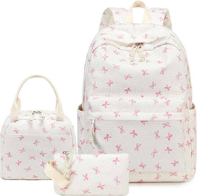 LEDAOU Kids Backpack for Girls Backpacks with Lunch Box, Lightweight Bookbag Set Elementary Middle School Back pack for 8-14