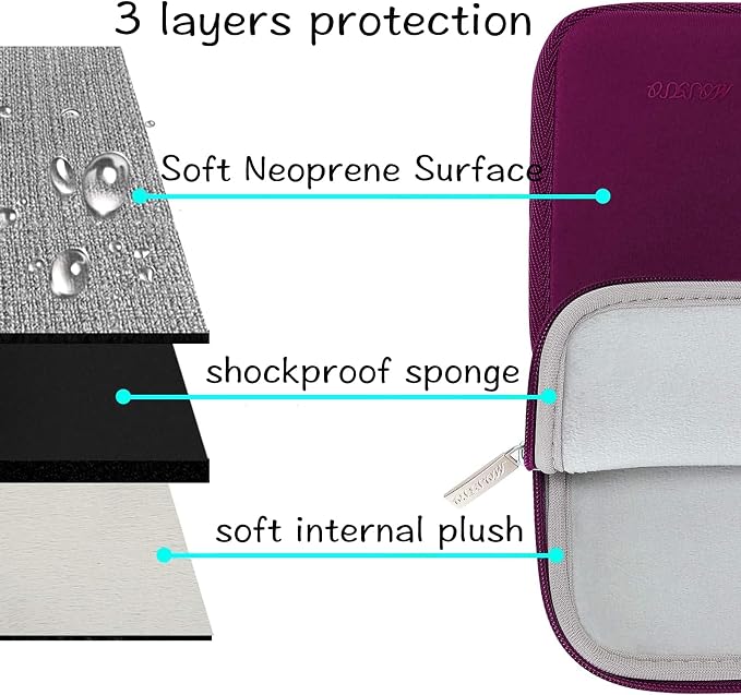 MOSISO Laptop Case 16 inch, 15-15.6 inch Laptop Sleeve Bag Compatible with MacBook Pro 16 M5 M4 M3 M2 M1, HP Acer Dell Lenovo ASUS Notebook, Neoprene Computer Sleeve Bag with Small Case,Magenta Purple