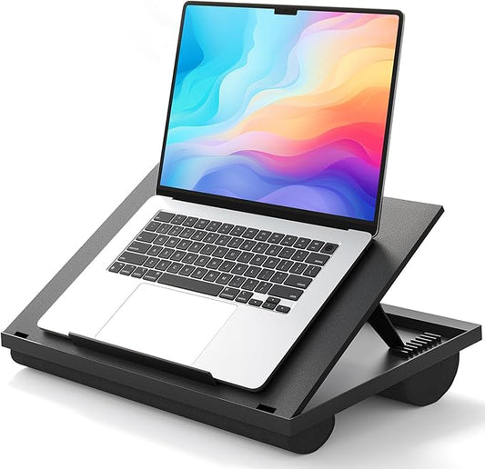 HUANUO Lap Desk, Portable Laptop Stand Fits Up to 15.6 Inch Laptops, Adjustable with 8 Angles Lap Desks for Adults - Dual Cushion Desk for Sofa, Bed, Car or Work Table