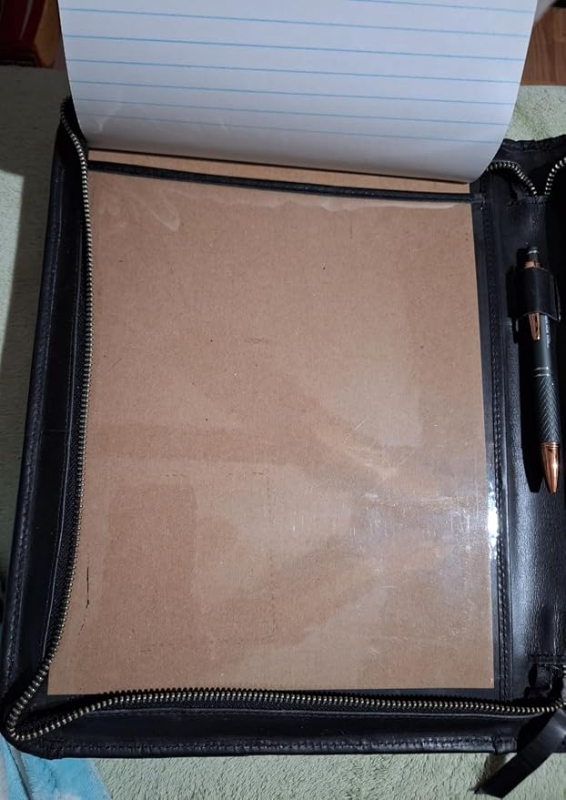 Genuine Leather Portfolio Organizer with Zipper for Men Women, Padfolio Business Resume A4/Pad, Folder Organizer, Legal Pad Holder with Card Slots, Zippered Padfolio for Business Documents, Black