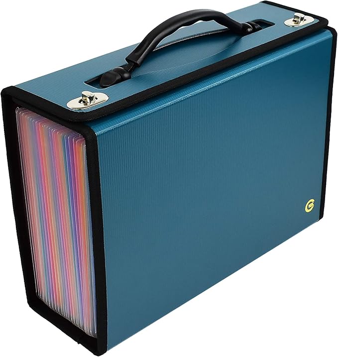 CNK Accordion File Folders with 24 Pockets Organizer for Document Paper Storage Folder Documents Expanding Binder Folio Pocket Receipt Filing Expandable Files Dividers Labels Letter Durable Handle