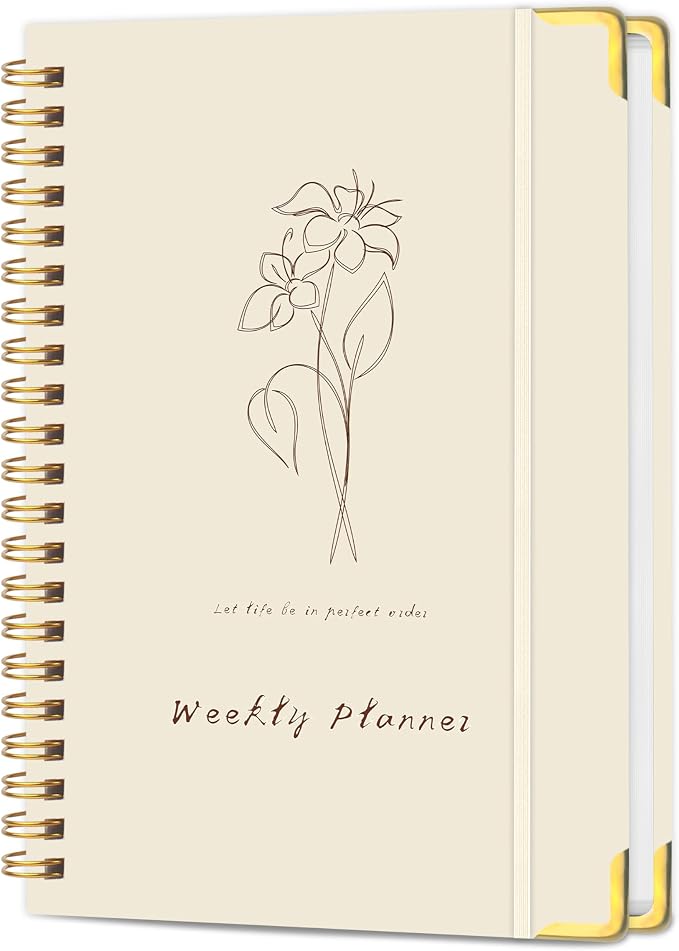 Undated Weekly Planner, Weekly To Do List Notebook with Goal & Habit Tracker Organizer, A5 5.8" x 8.0" Weekly Planner Notebook with Spiral Binding for Men or Women