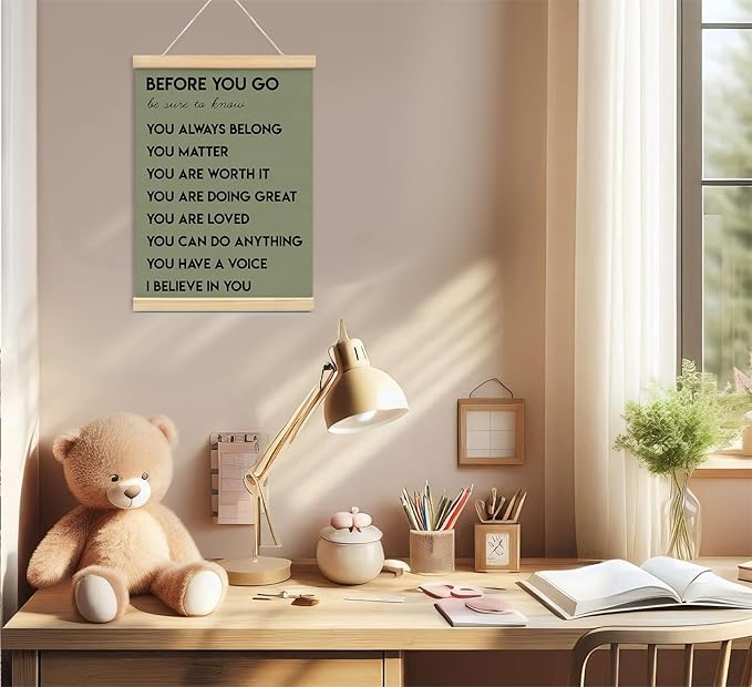Mental Health Positive Inspirational Wall Art Decor, Therapist Office Signs Wall Art Decor For Office Kids Teen Girls Room Bedroom Playroom Wall Decor Wood Posters Framed（olive green）