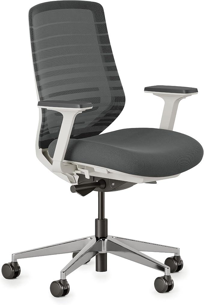 Branch Ergonomic Chair - A Versatile Desk Chair with Adjustable Lumbar Support, Breathable Mesh Backrest, and Smooth Wheels - Experience Optimal Comfort and Support - Graphite - White | Breathable Mesh Backrest and Smooth Wheels, Experience Optimal Com...