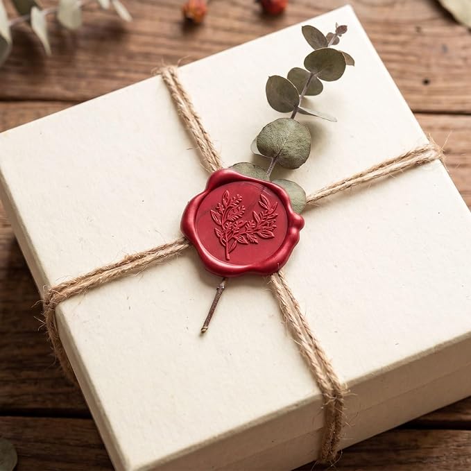 60Pcs Wax Seal Stickers, Wedding Invitation Envelope Seal Stickers Adhesive Backed Red Rose for Wedding,Birthday Party,Gift Wrapping (4 Leaf Styles)