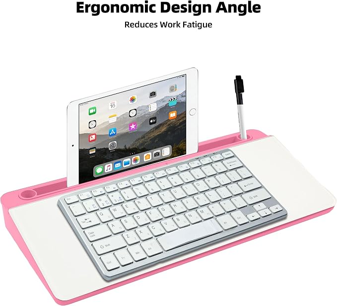 Desktop Whiteboard, Glass Dry Erase Board, Desk Board Buddy,Computer Keyboard Stand,Desk Whiteboard Organizer for Home,Office,School Supplies (Pink)