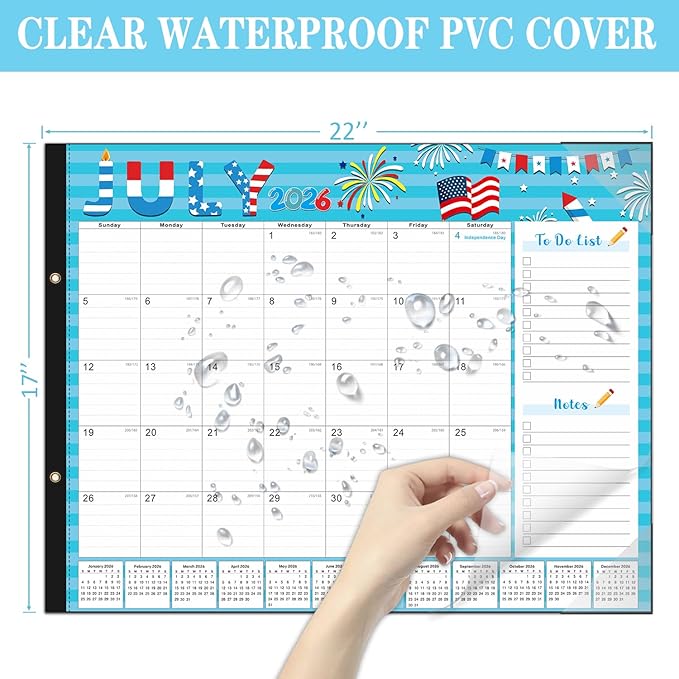 Lateefah Desk Calendar 2026, Large 22'' x 17'' Desk Calendar 2026-2027, 18 Month Desktop Calendars for Home & Office, Use July 2026 to December 2027