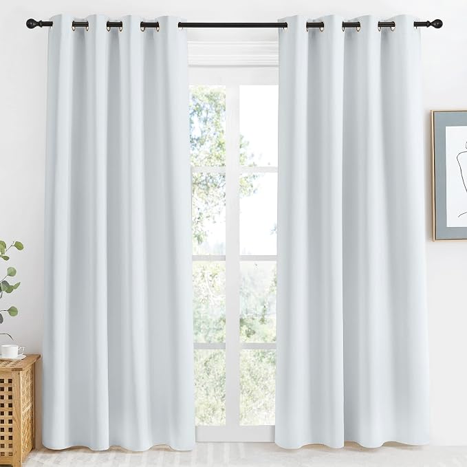 NICETOWN Room Darkening Window Curtain Panel, 55x86 inches, 1 Pack, Cloud Grey Color, Solid Thermal Insulated Blind Privacy Drape for Bedroom