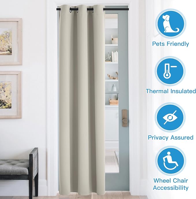 RYB HOME Temporary Doorway Curtains Blackout Privacy Room Divider Curtains Portable Drapes for Closet Wall Panel for Bedroom Living Room Dining Basement Window, W 60 x L 108 inches, Natural