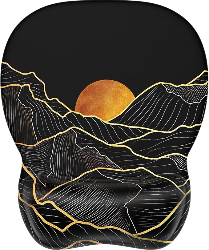 MROCO Ergonomic Mouse Pad with Gel Wrist Rest, Smooth Wrist Support Surface, Non-Slip PU Base for Pain Relief, Comfortable Mousepad for Computer, Laptop, Office & Home, 9.4 x 8.1 in, Golden Rise