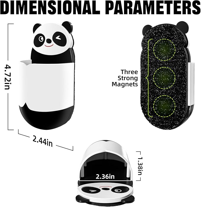 Cute Panda Magnetic Pen Holder, Strong Magnet for Glass Whiteboard, Refrigerator & Locker - 2 Pack Marker Organizer, Dry Erase Marker Holder for School, Home & Office (Black/White)