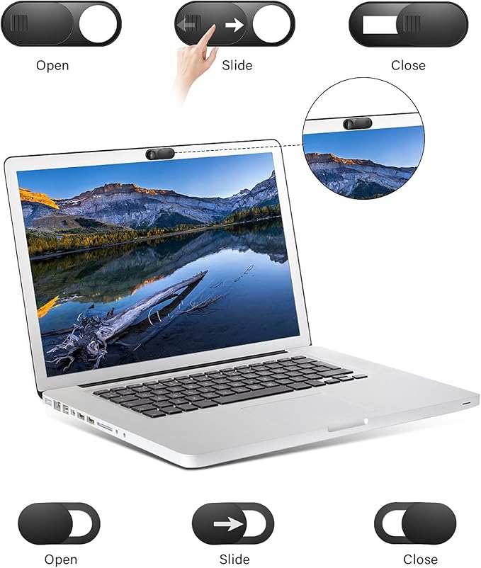 Laptop Camera Cover Slide, Camera Cover, 9 Pack Ultra Thin Webcam Cover Slide for Laptop, Desktop, PC, Tablet, Smartphone, Protect Your Privacy and Security(Black)