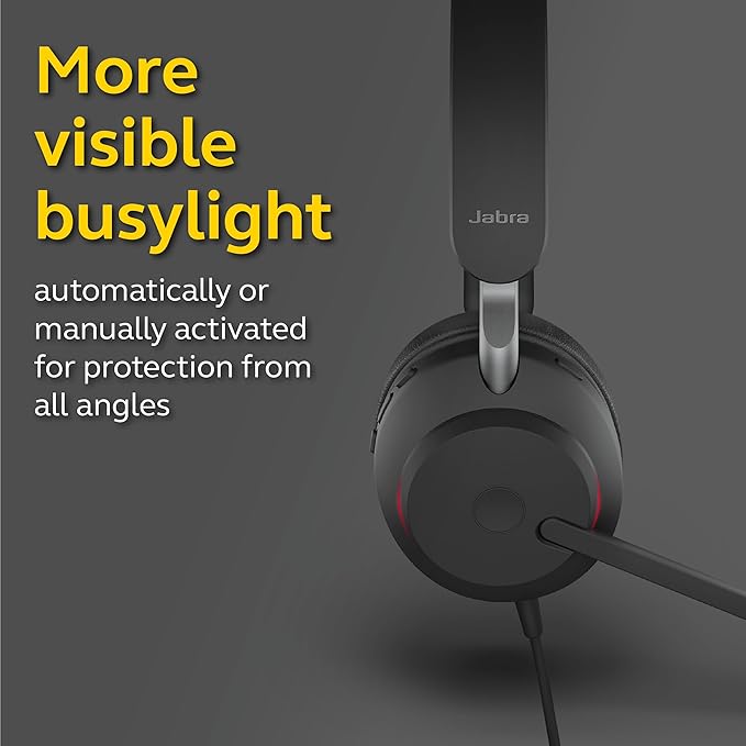 Jabra Evolve2 40 UC Wired Headphones, USB-A, Stereo, Black – Telework Headset for Calls and Music, Enhanced All-Day Comfort, Passive Noise Cancelling Headphones, UC-Optimized with USB-A Connection