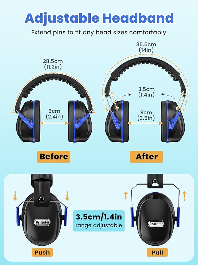Noise Reduction Ear Muffs, SNR31dB Hearing Protection Sensory Earmuffs, Noise Cancelling Headphones for Adults Ear Protection for Gun Range, Yard Work, Mowing, Monster Truck, Fireworks