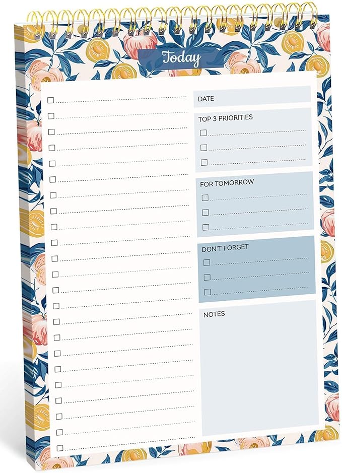 Taja To Do List Notepad - To Do List Notebook for Work with 52 Sheets, Undated Daily Planner Perfect for Daily Tasks and Goal Setting, Notepad Suitable for Office, Home & School - Citrus Grove