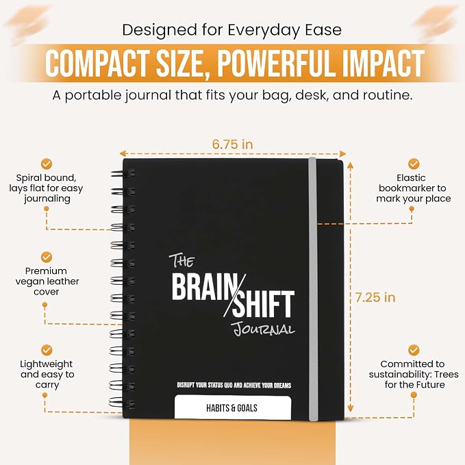 The Behavior Shift Brain Shift Journal (Habits & Goals) - 6 x 7 Inches Productivity journal - 13 week Guided Prompts for Habits, Goal setting & Personal growth- Gratitude & Manifestation journal