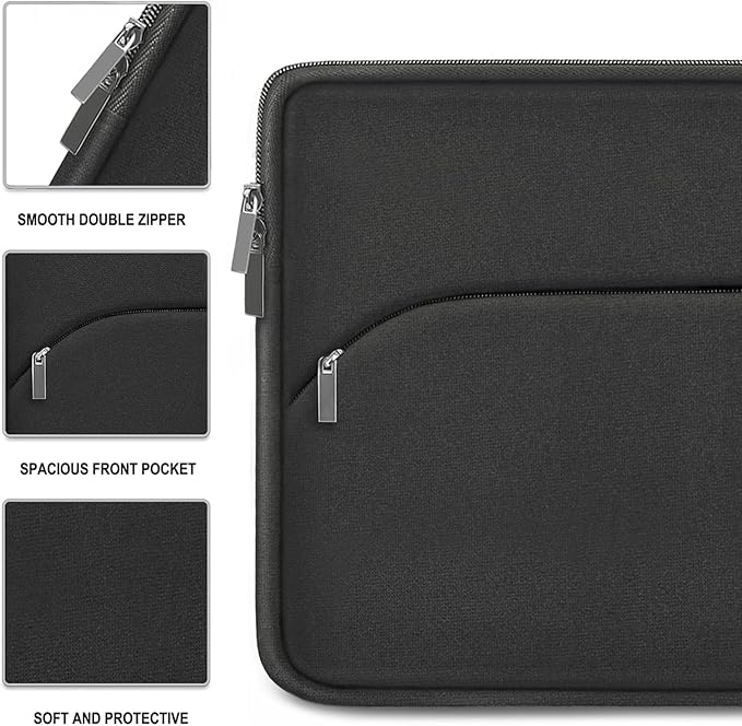 13.3 inch Laptop Sleeve, Portable Monitor Protective Laptop Case with Front Pocket Computer Bag Compatible with MacBook Air Pro 13.3 inch 14 inch, Dell, HP, Grey
