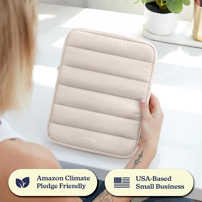 Vandel - The Original Puffy iPad Sleeve 9-11 Inch Tablet Sleeve, Beige i Pad Case for Women and Men, Cute iPad Air Pouch, 9 10 Inch, 11 Inch Bag