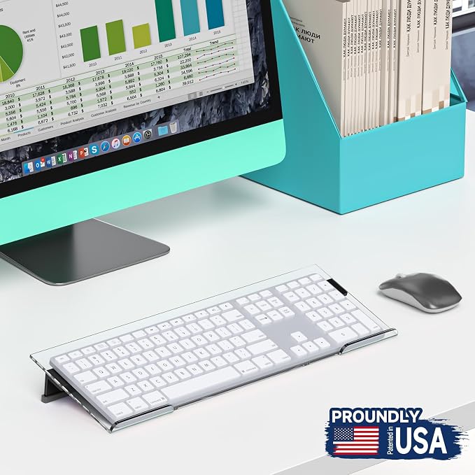 Ergonomic Computer Keyboard Stand - Adjustable Keyboard Riser Tilt Clear and Black Acrylic Keyboard Tray Non-Slip Elevated Typing Key Board Holder Lift for Home Office Desk Accessories