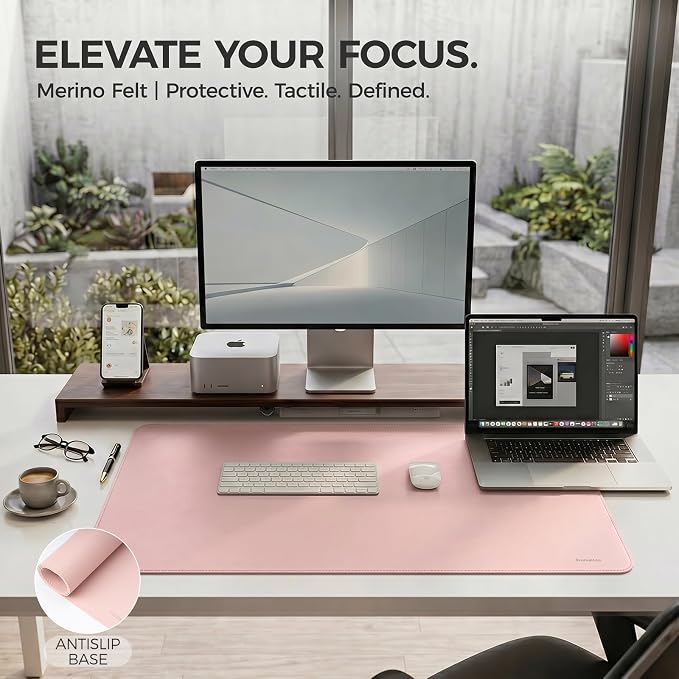 Large Desk Pad Non-Slip Desk Mat Protector for Keyboard Mouse Waterproof Vegan Leather Surface Faux Leather Laptop Mat Smooth Mouse Pad Premium Gift Tube Sakura Pink 47" x 17"
