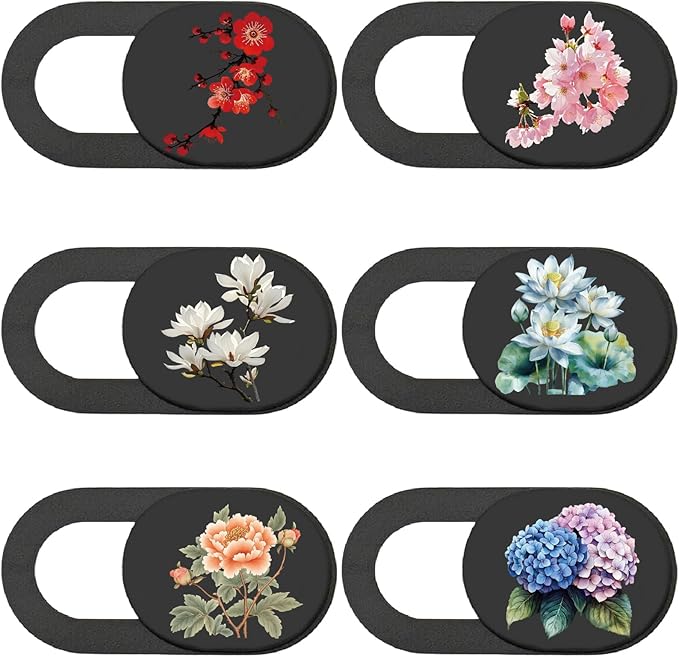 6Pcs 6 Styles Camera Cover Slide Flower Phone Laptop Camera Cover Floral Pattern Privacy Guard Webcam Protector for Laptop Desktop Computer Tablet Phone Mini PC Accessories Home Office Use
