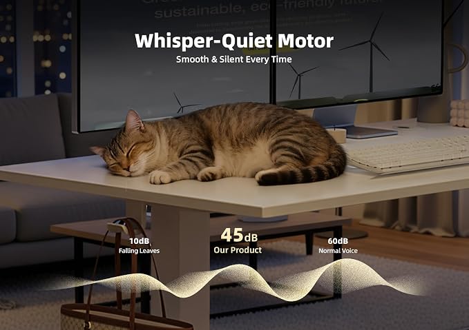 Claiks Electric Standing Desk, Adjustable Height Stand up Desk, 48x24 Inches Sit Stand Home Office Desk with Splice Board, White Frame/Cold White Top
