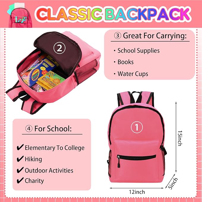 Gilprop 86 Pcs School Supplies Kit with Backpack Back to School Supplies Bag Set Elementary Essential Bundle Bulk for Student Classroom(Pink)