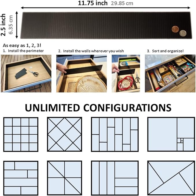 DRAWER DADDY Customizable Grid Drawer Dividers, Cut to Fit Organizer | Custom drawer dividers that fit any drawer. DIY cut to fit design, adjustable organizer for kitchen, bathroom, desk, and more