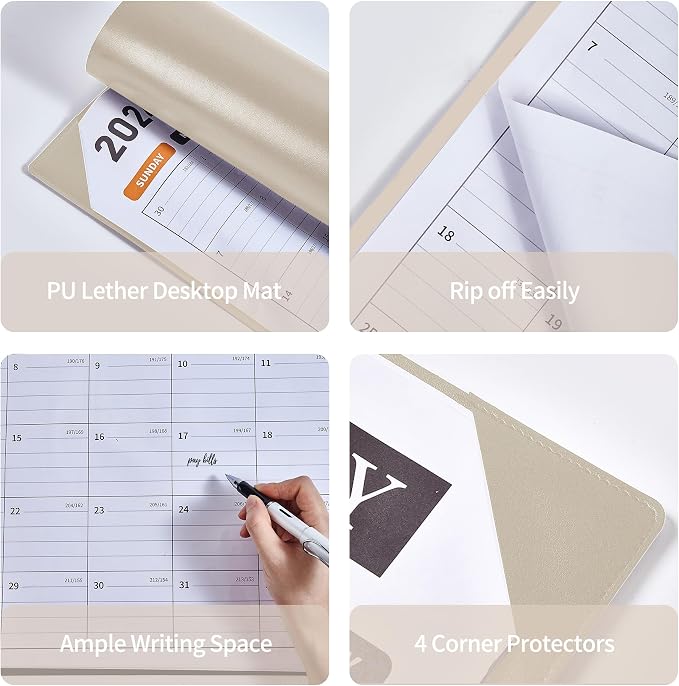 Large Desk Calendar 2026-2027, 22x17 Inch PU Leather Desk Pad Calendar, 18 Months (Jul 2026 - Dec 2027), Big Desktop Blotter for Office, Home & Classroom (Apricot)