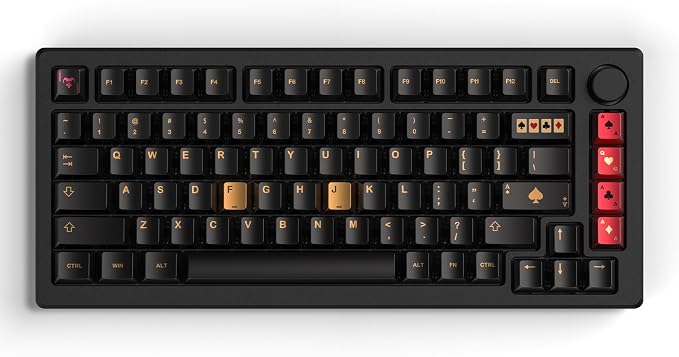 dagaladoo Keyboard keycaps Set, Double Shot PBT keycaps,Cherry Profile Custom Key caps 60 65 75 Percent for Cherry-mx 61/66/68/75/87 Retro Mechanical Keyboard,Black Poker Metal Coating