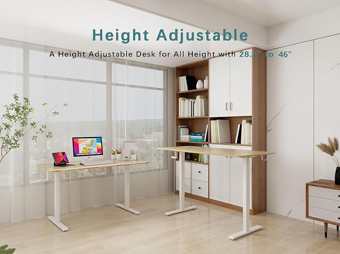 Whole Piece Manual Standing Desk Adjustable Height with Lockable Casters- Hand Crank Stand up Desk with Wheels, Mobile Sit to Stand Workstation with Handle