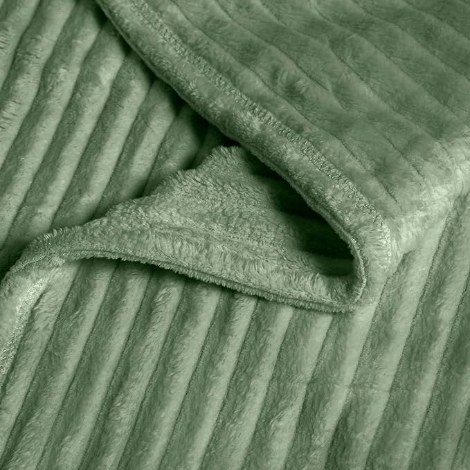 Vessia Flannel Fleece Throw Blanket (50X70 Inch), 300GSM Lightweight Sage Green Throw for Couch, Sofa and Bed - Warm and Soft Green Blanket for All Season(Winter, Fall, Summer, Spring)