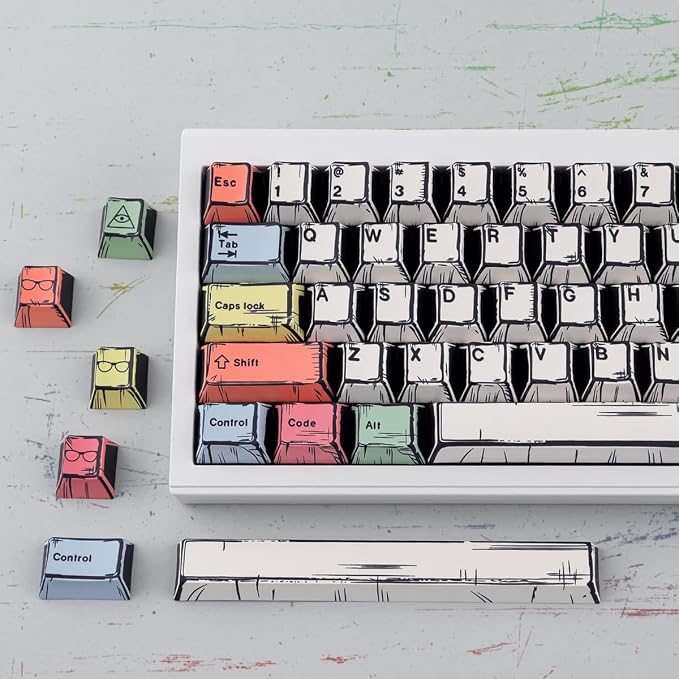 Tsungup Manga PBT Keycaps,150 Keys Japenese Anime Style Keycap Set Cherry Profile Dye-sub Custom Keycaps Keyboard Key caps for 60%, 65%, 75%, 100% Mechanical Keyboards