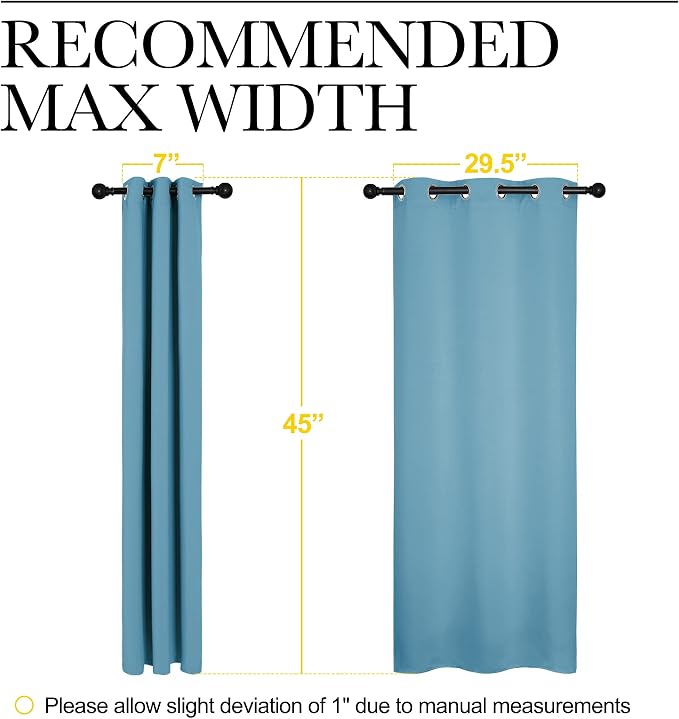NICETOWN Thermal Insulated Curtains Blackout Draperies, Window Treatment Solid Grommet Room Darkening Drape Panels for Bedroom (Teal Blue, Set of 2, 34 by 45 inches Long)