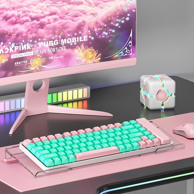Ergonomic Computer Keyboard Stand - Adjustable Keyboard Riser Tilt Clear Acrylic Keyboard Tray Non-Slip Elevated Typing Key Board Holder Lift for Home Office Desk Accessories