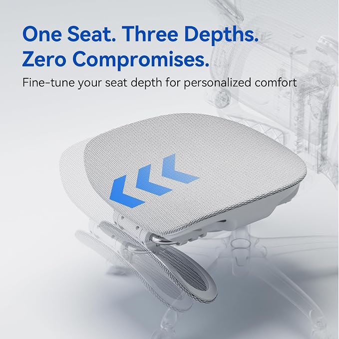 SIHOO B300 PRO Ergonomic Office Chair with Footrest, Adjustable Mesh Desk Chair with 4-Directional Lumbar & Height-Adjustable Backrest, 6D Armrests, Swivel Computer Chair for Long Hours, White