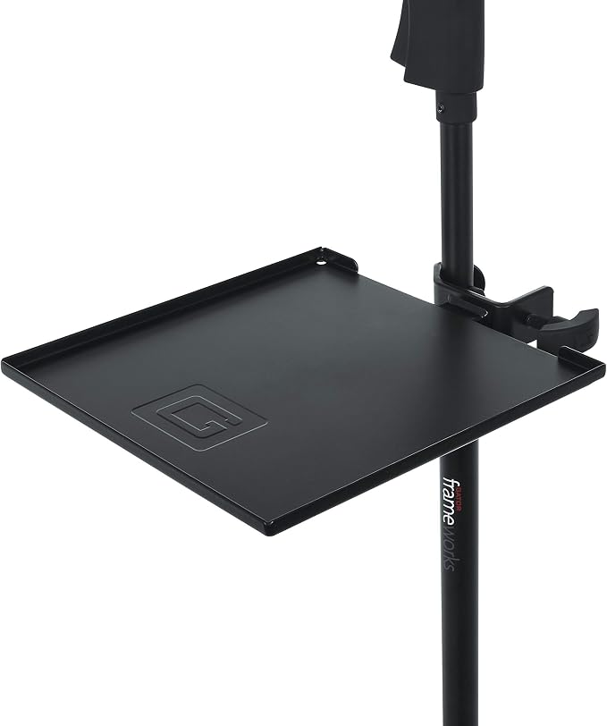 Gator Frameworks Microphone Stand Clamp-On Utility Shelf with 10 Pound Weight Capacity, 9" x 9" Shelf (GFW-SHELF0909)