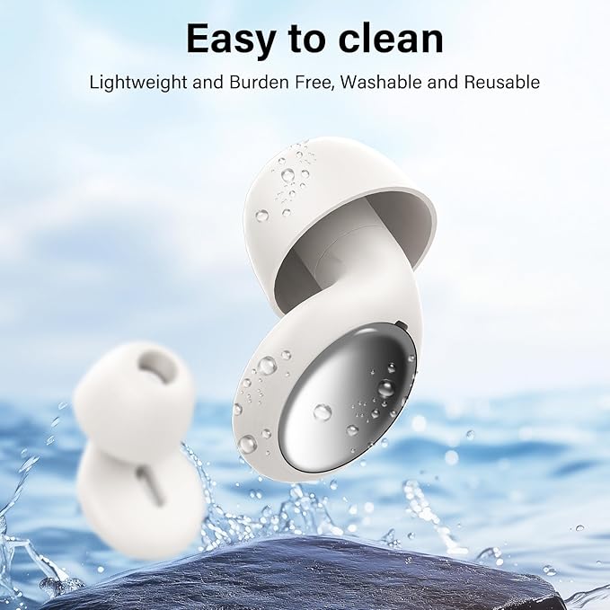 Ear Plugs, 35dB Silicone Earplugs with 4 Eartips and Carrying Case, Reusable Noise-Reducing Earplugs for Sleep, Everyday Noise Relief with Clear Speech for Sleep, Work, Study, Focus, White